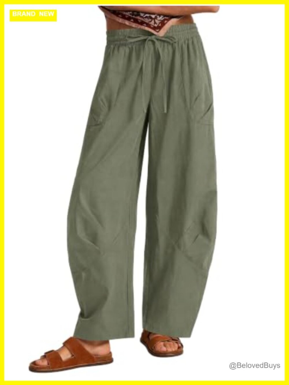 EXLURA Wide Leg Hiking Cargo Pants Drawstring Barrel